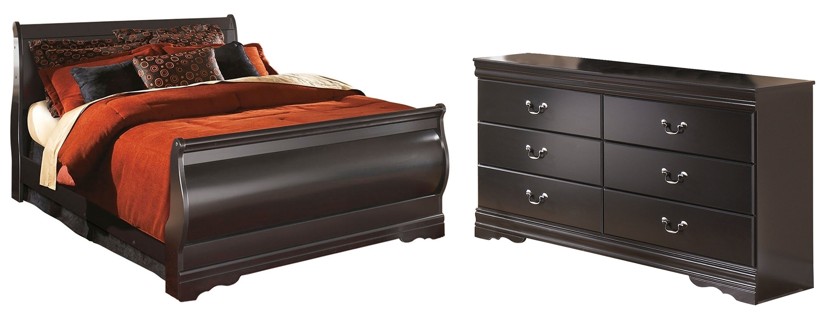 Huey Vineyard Black Sleigh Bedroom Set