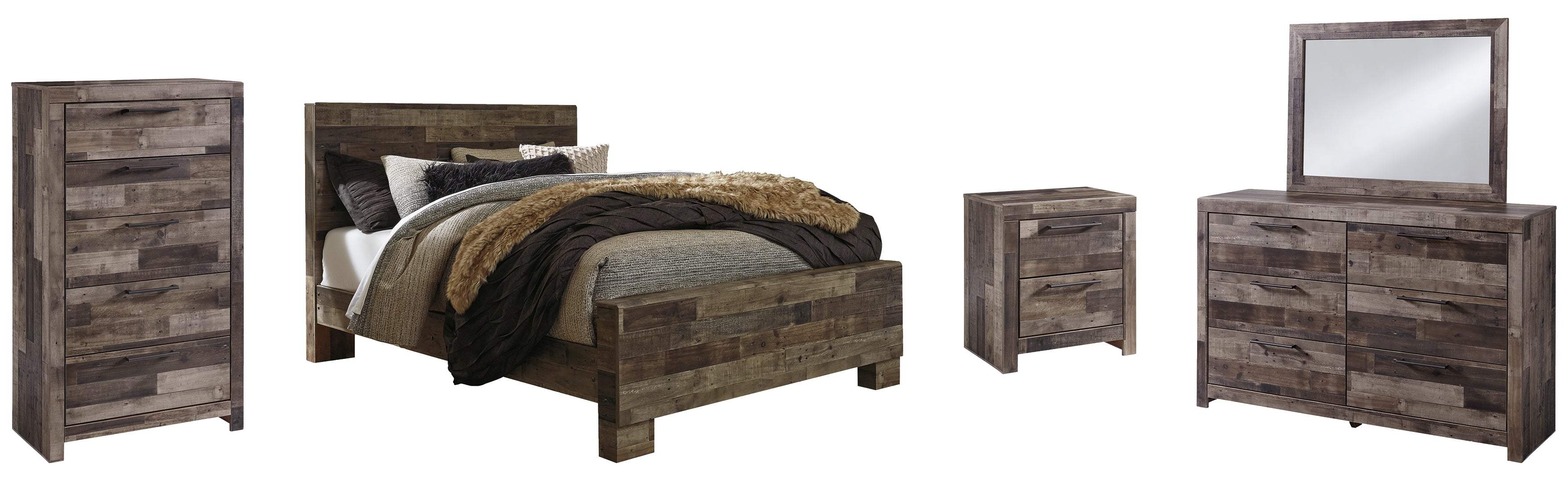 Derekson Brown Panel Bedroom Set with Storage