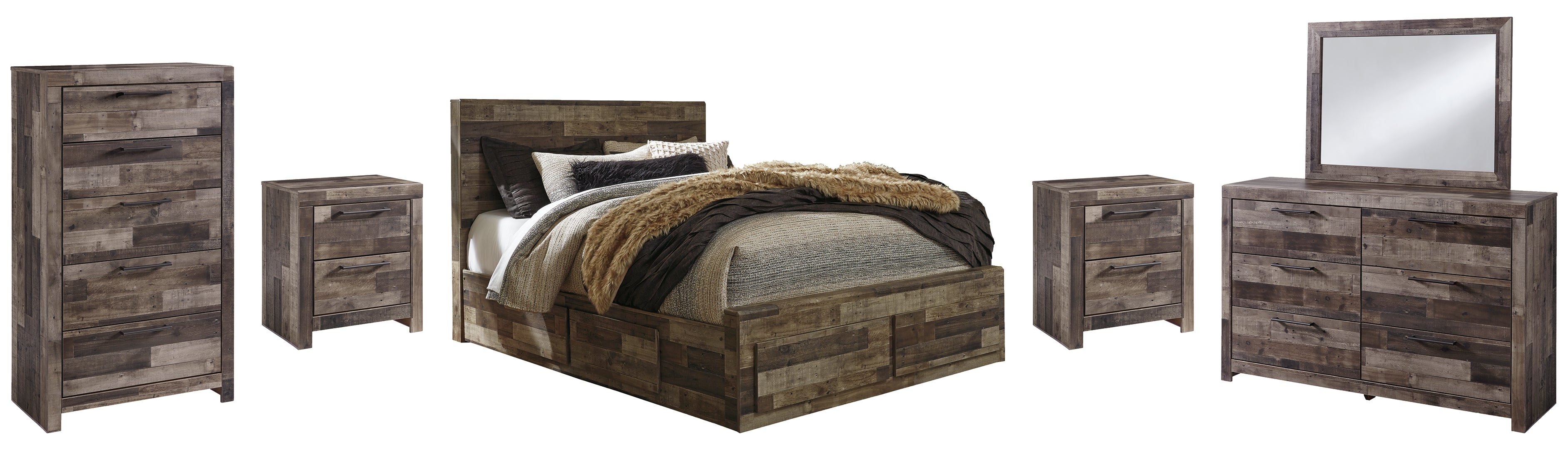 Derekson Brown Panel Bedroom Set with Storage