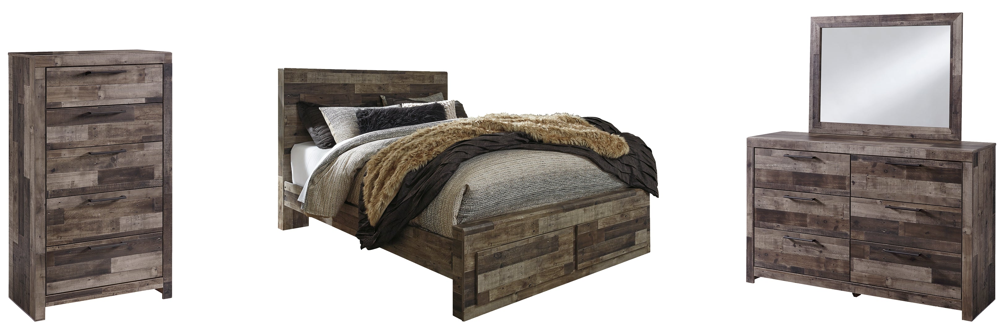 Derekson Brown Panel Bedroom Set with Storage