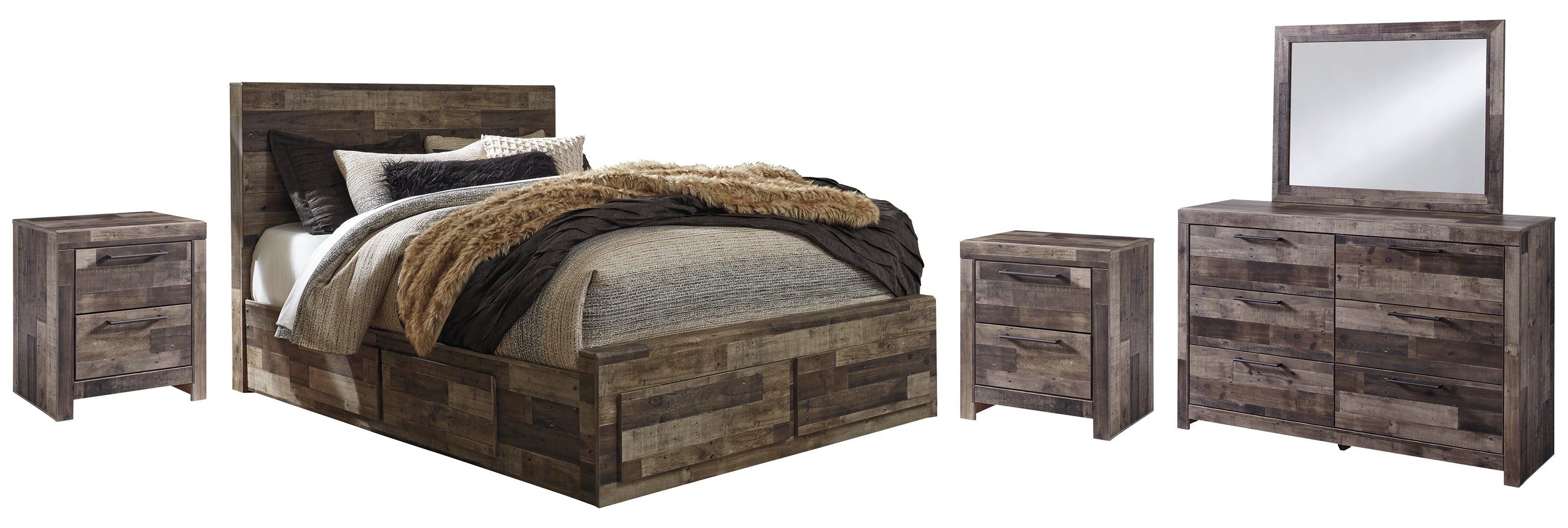 Derekson Brown Panel Bedroom Set with Storage