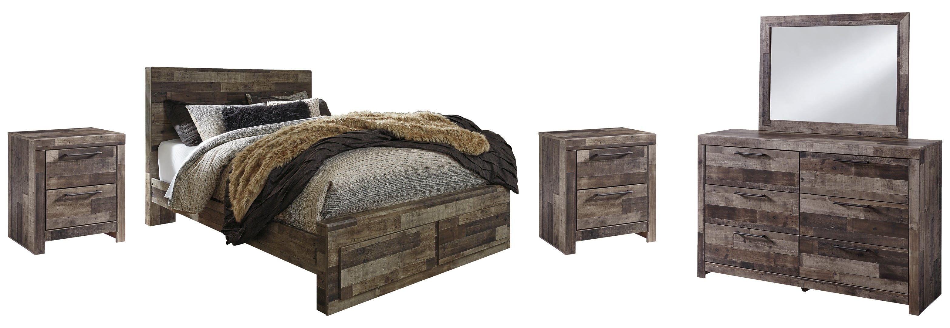 Derekson Brown Panel Bedroom Set with Storage