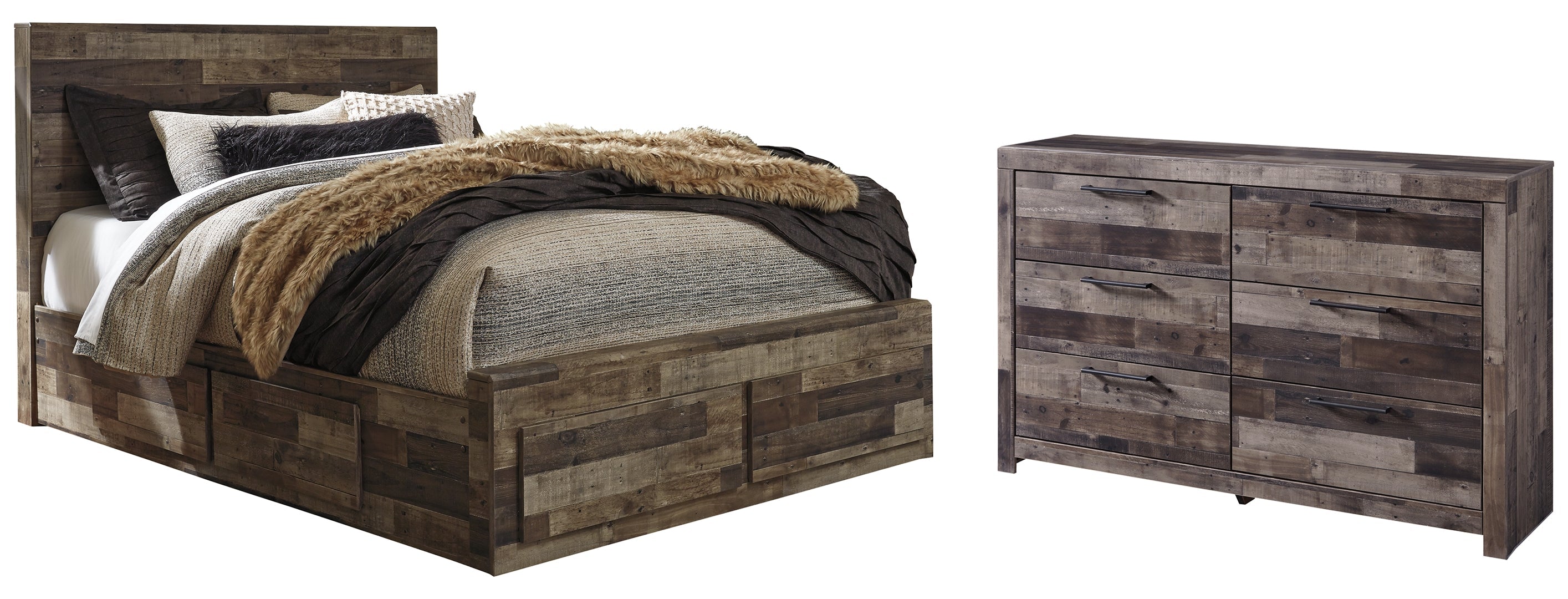 Derekson Brown Panel Bedroom Set with Storage
