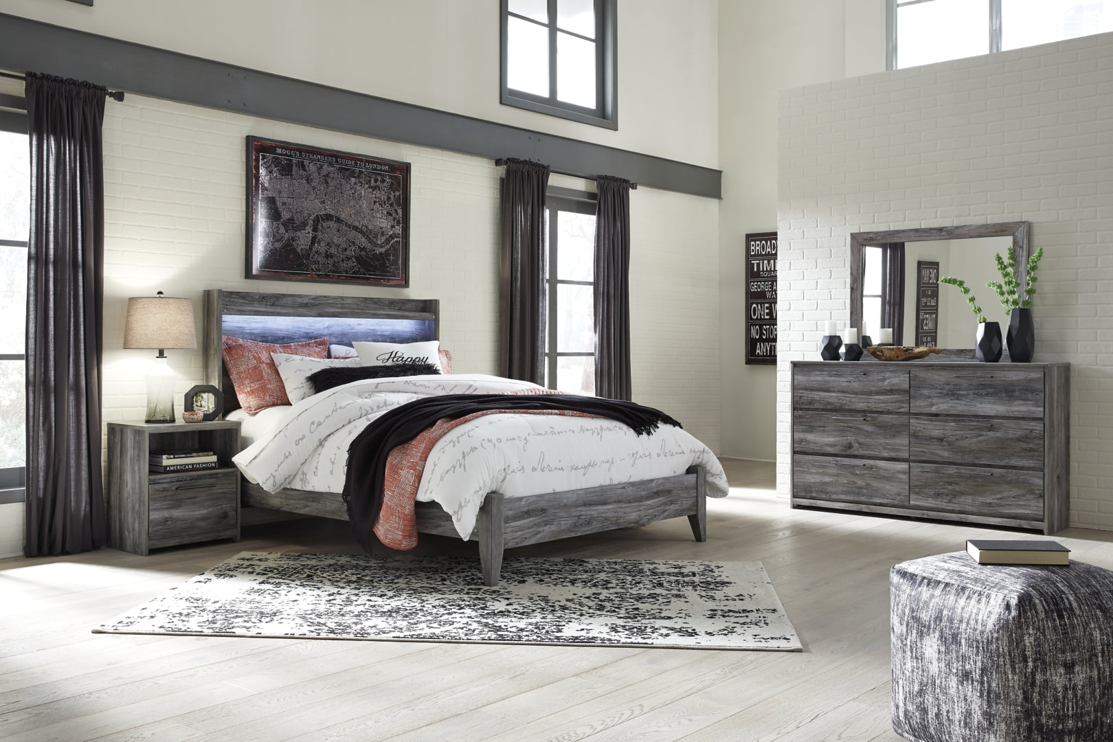 Baystorm Grey Panel Bedroom Set