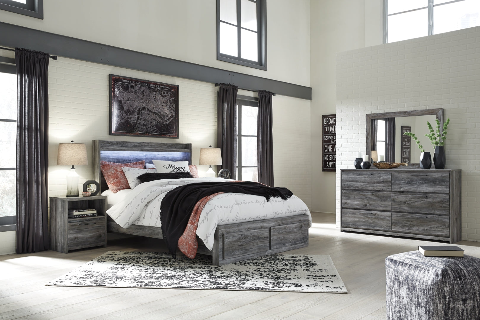 Baystorm Grey Panel Bedroom Set