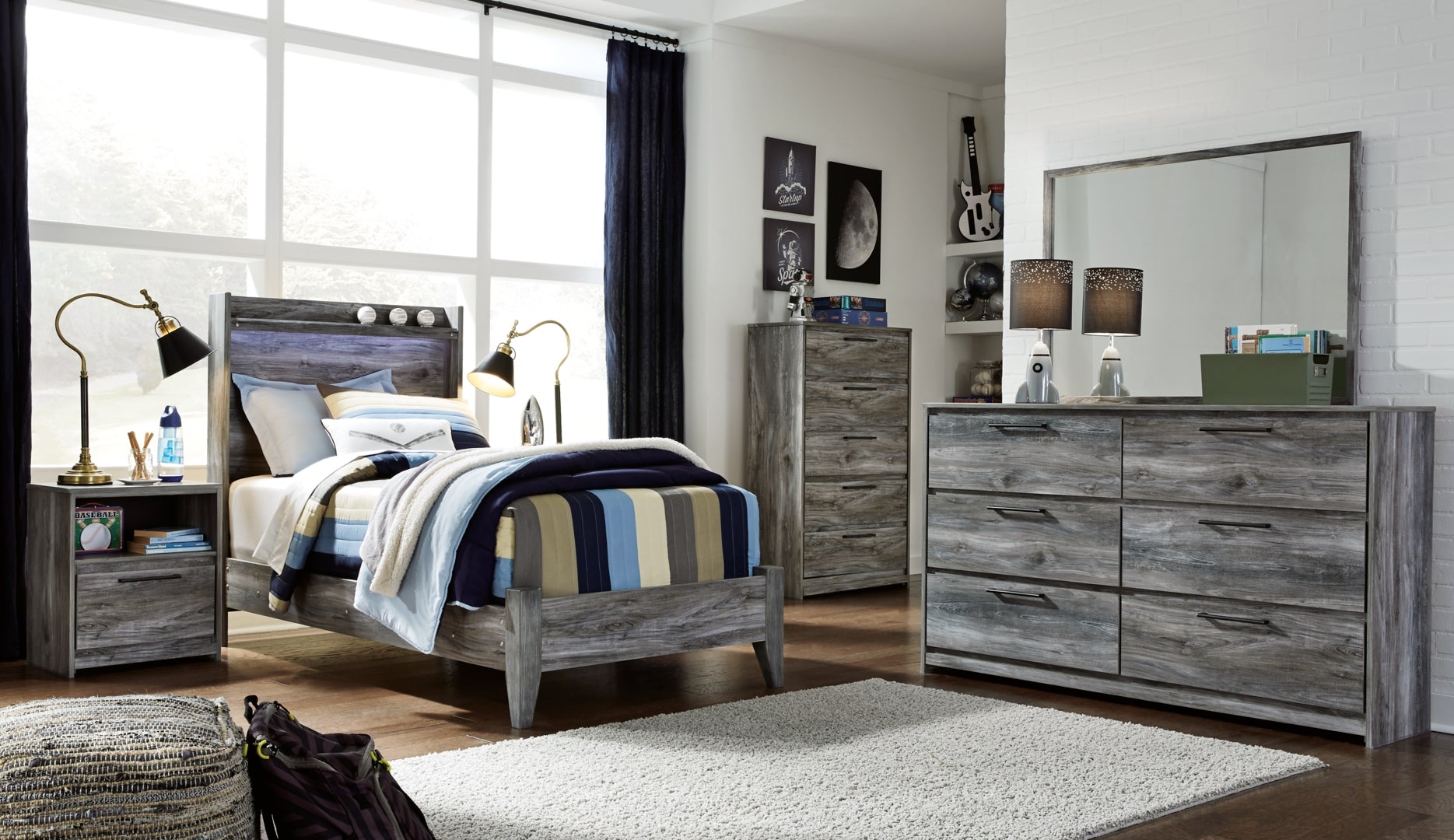 Baystorm Grey Panel Bedroom Set