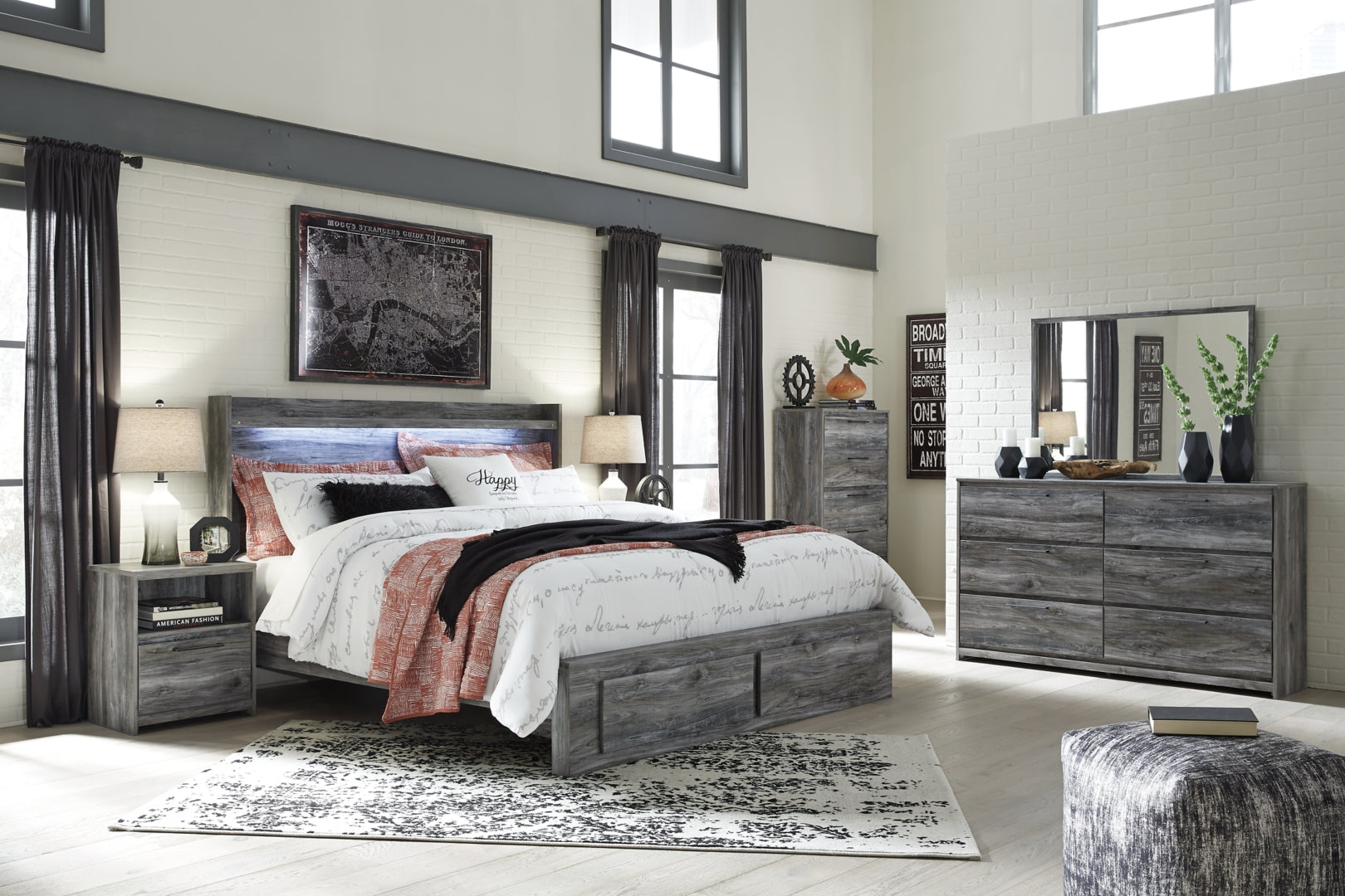 Baystorm Grey Panel Bedroom Set