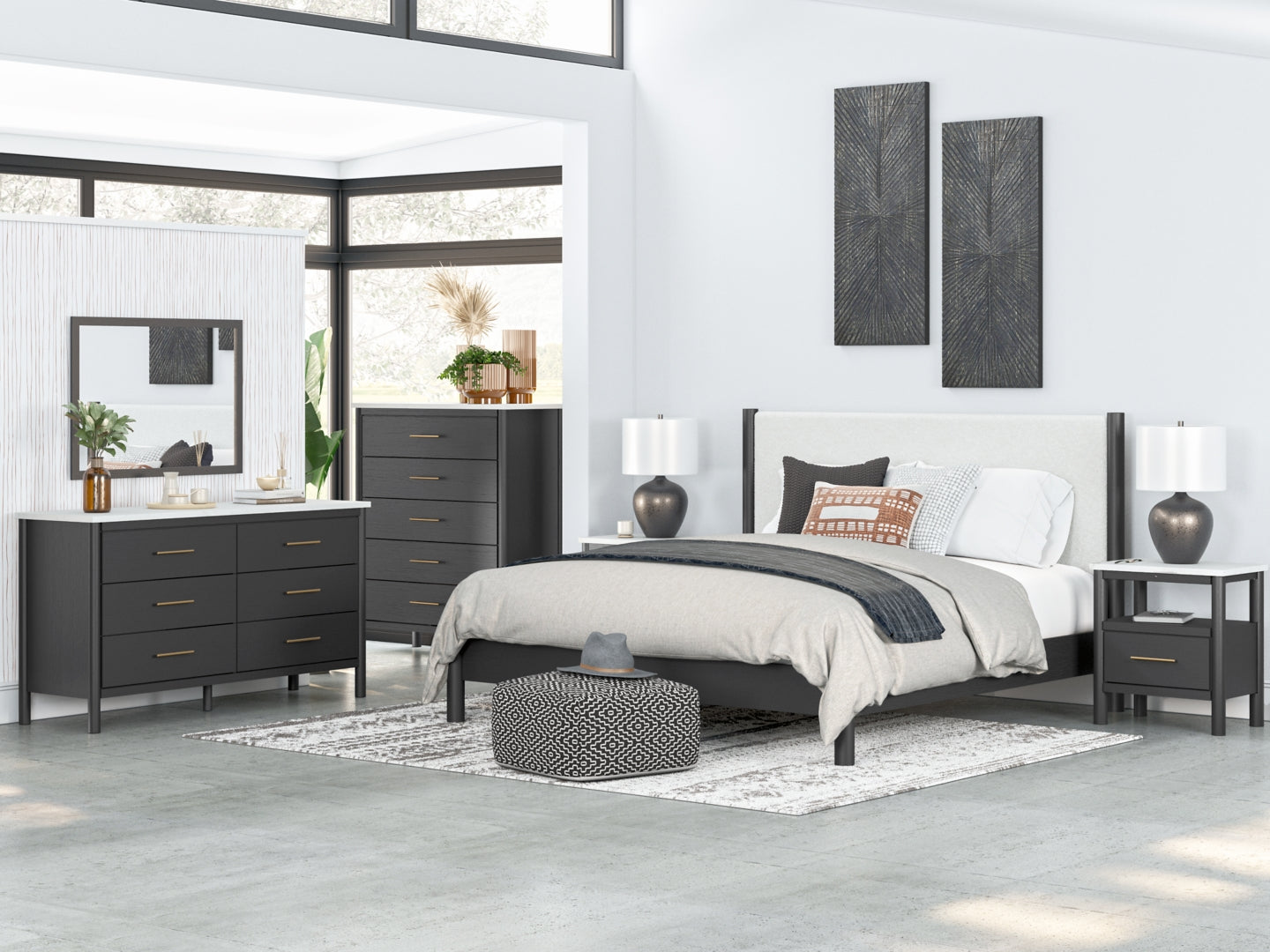 Cadmori Grey Upholstered Bedroom Set