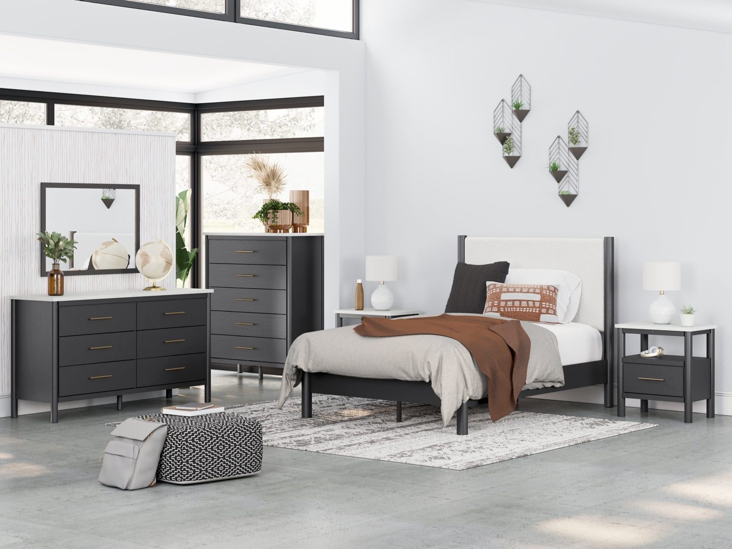 Cadmori Grey Upholstered Bedroom Set
