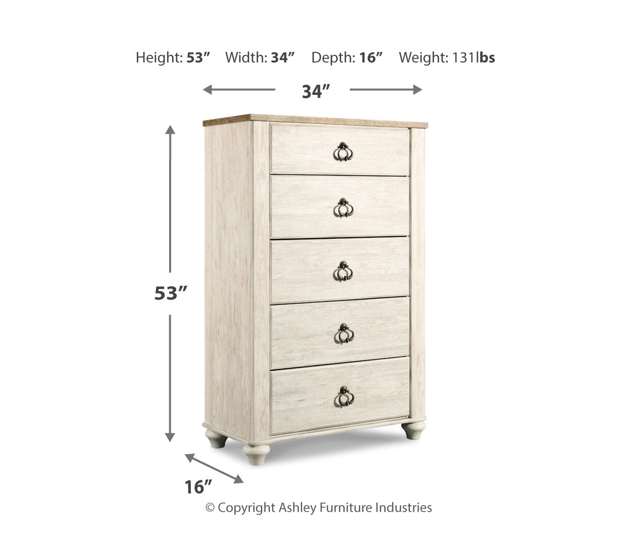 Willowton Five Drawer Chest