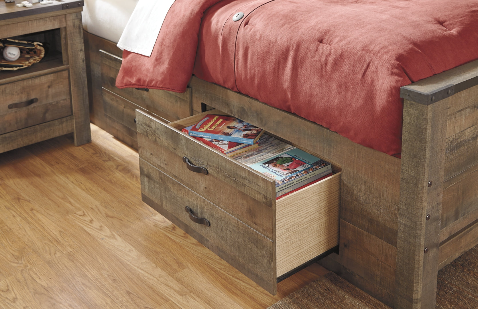 Trinell Bookcase Bed with 2 Storage Drawers