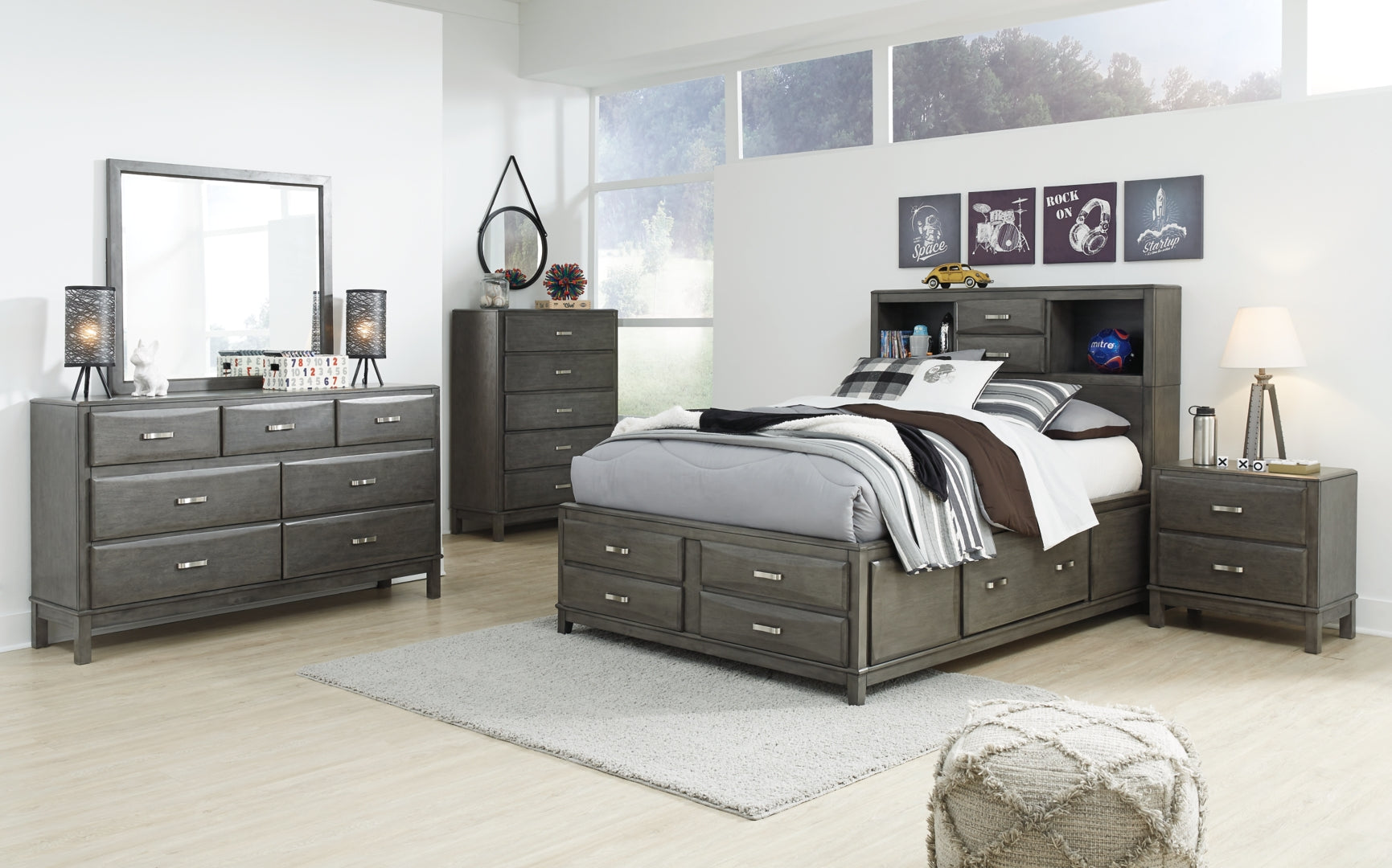 Caitbrook Grey Storage Bedroom Set