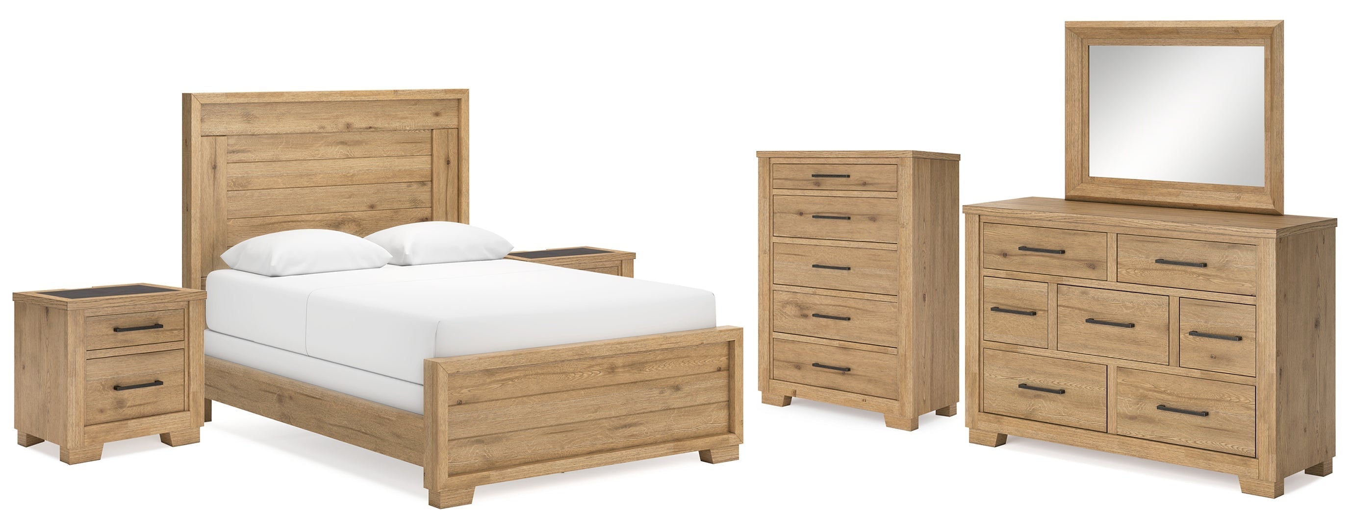 Galliden Light Brown Panel Bedroom Set