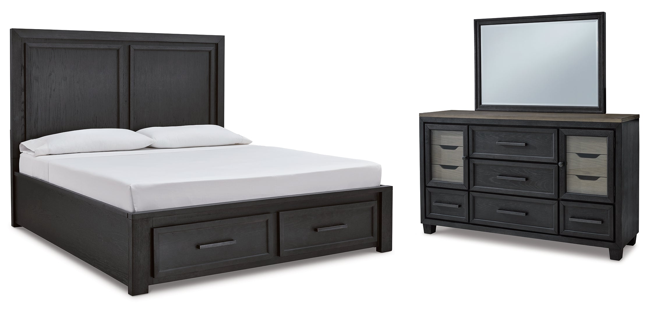 Foyland Grey Panel Storage Bedroom Set