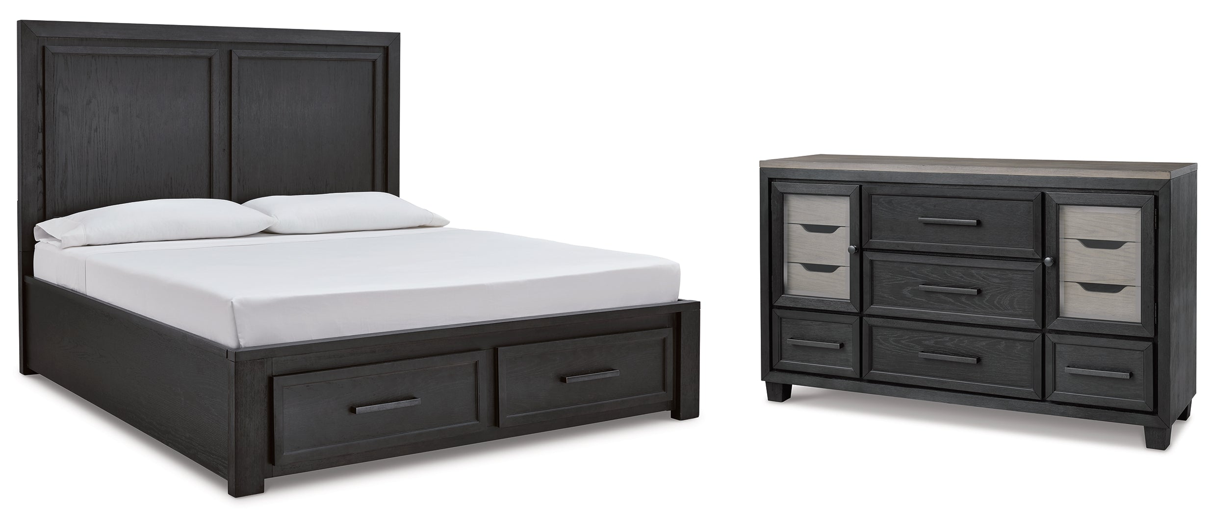 Foyland Grey Panel Storage Bedroom Set