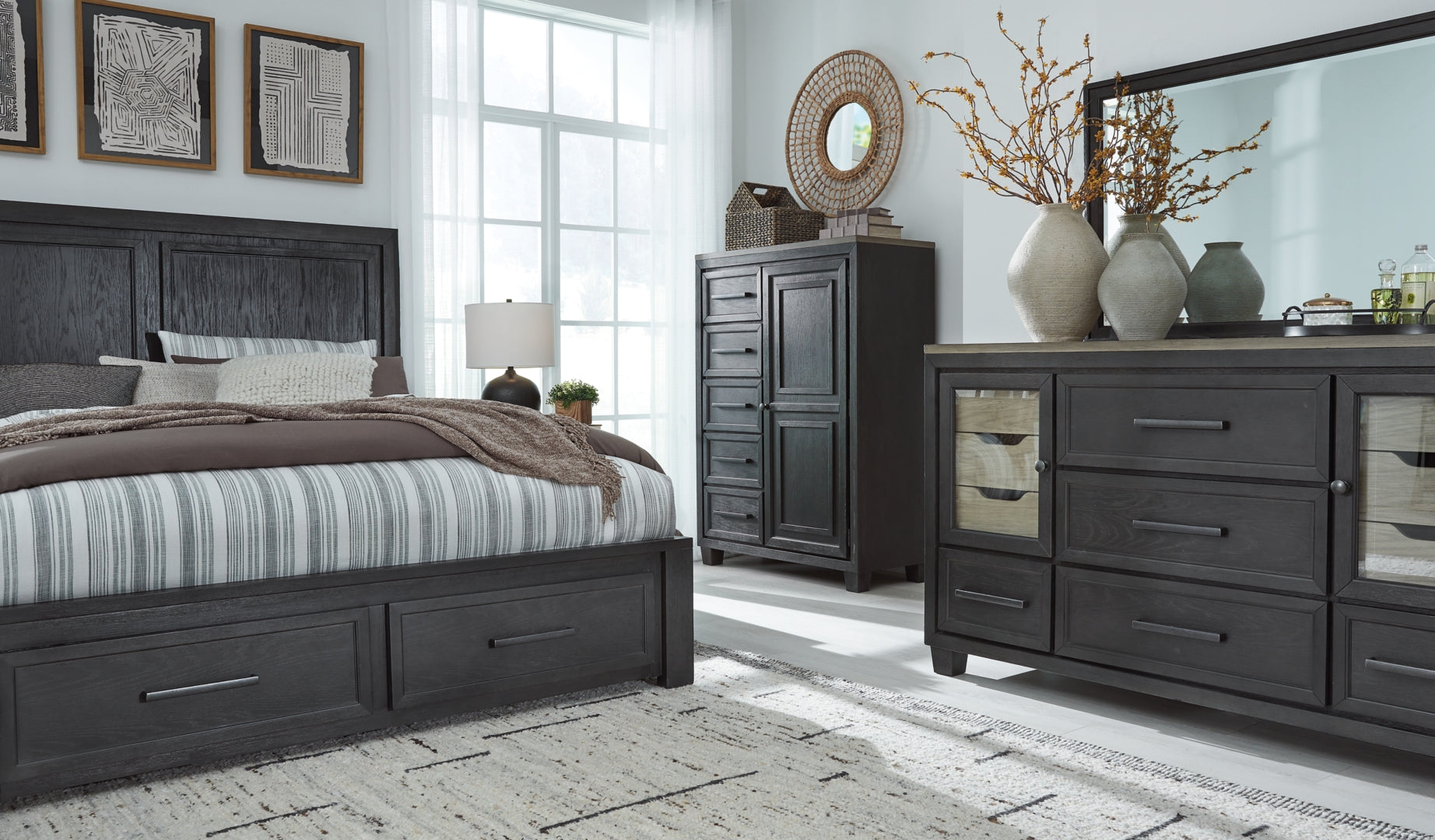 Foyland Grey Panel Storage Bedroom Set