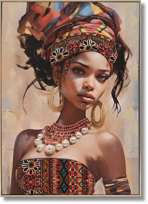 Hand Painted Framed Textured Canvas - Dazzled Woman Ii Curated Canvas