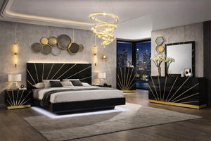 Zenia (Black/Gold) Bedroom Set