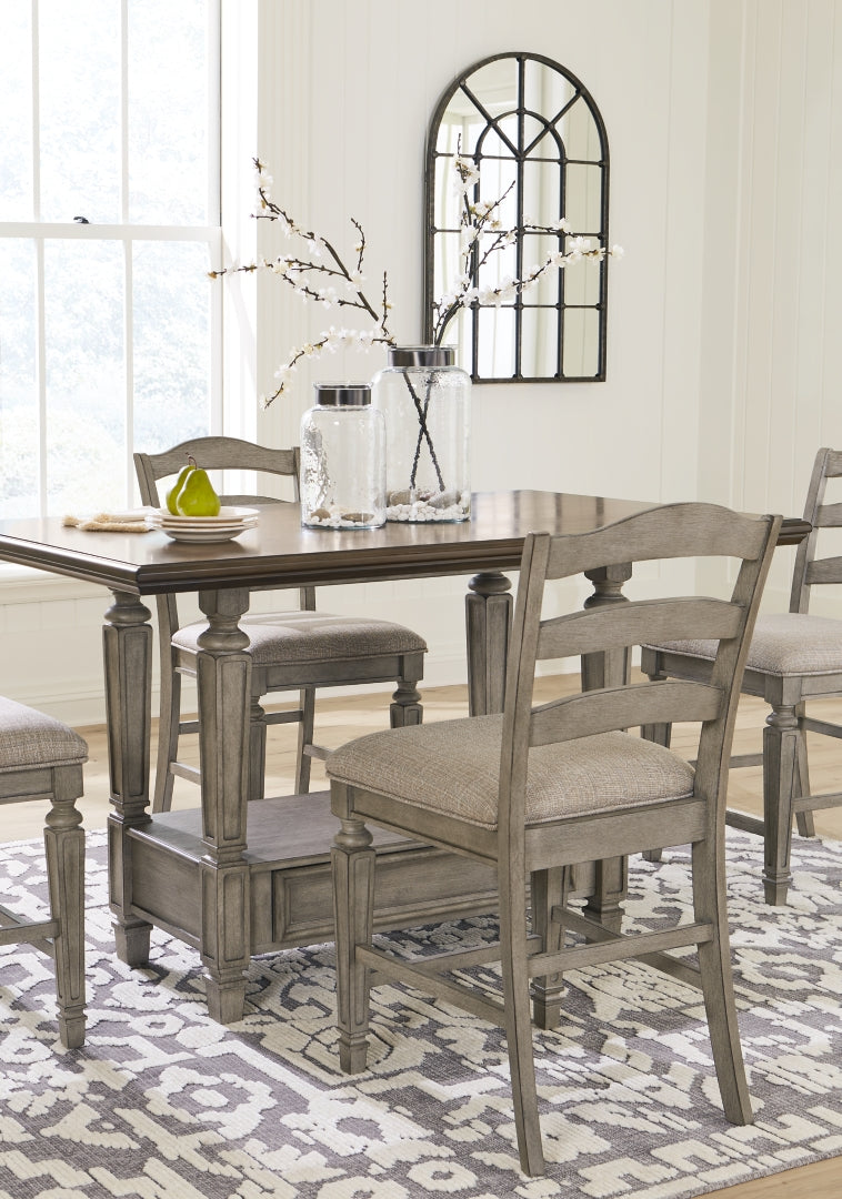 Lodenbay Counter Height Dining Table and 6 Barstools with Storage