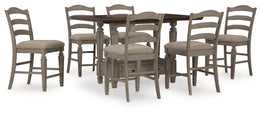 Lodenbay Counter Height Dining Table and 6 Barstools with Storage