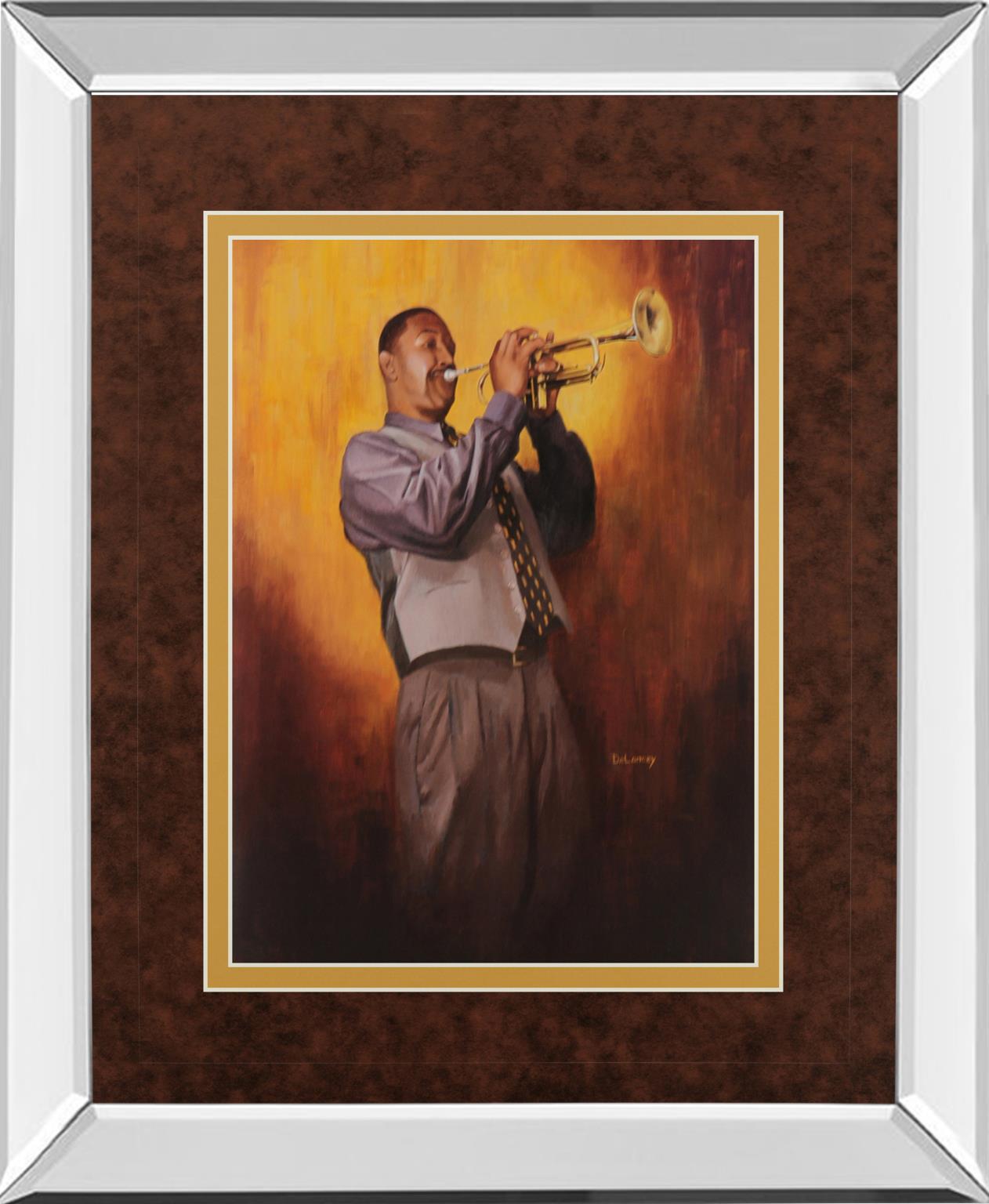 Mirrored Frame Trumpet Man By Delancy 34X40 Mirror Frame Print