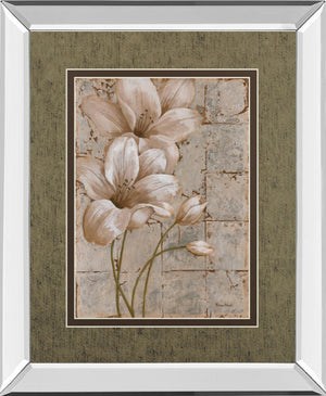 Mirrored Frame Ilies On Silver I By Vivian Flasch 34X40 Mirror Frame Print