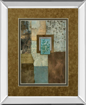 Mirrored Frame Petites Fleurs Sur Le Bleu Ii By Norm Olson 34X40 Mirror Frame Print