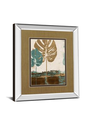 Mirrored Frame Blue Leaves Ii By Patricia Pinto 34X40 Mirror Frame Print