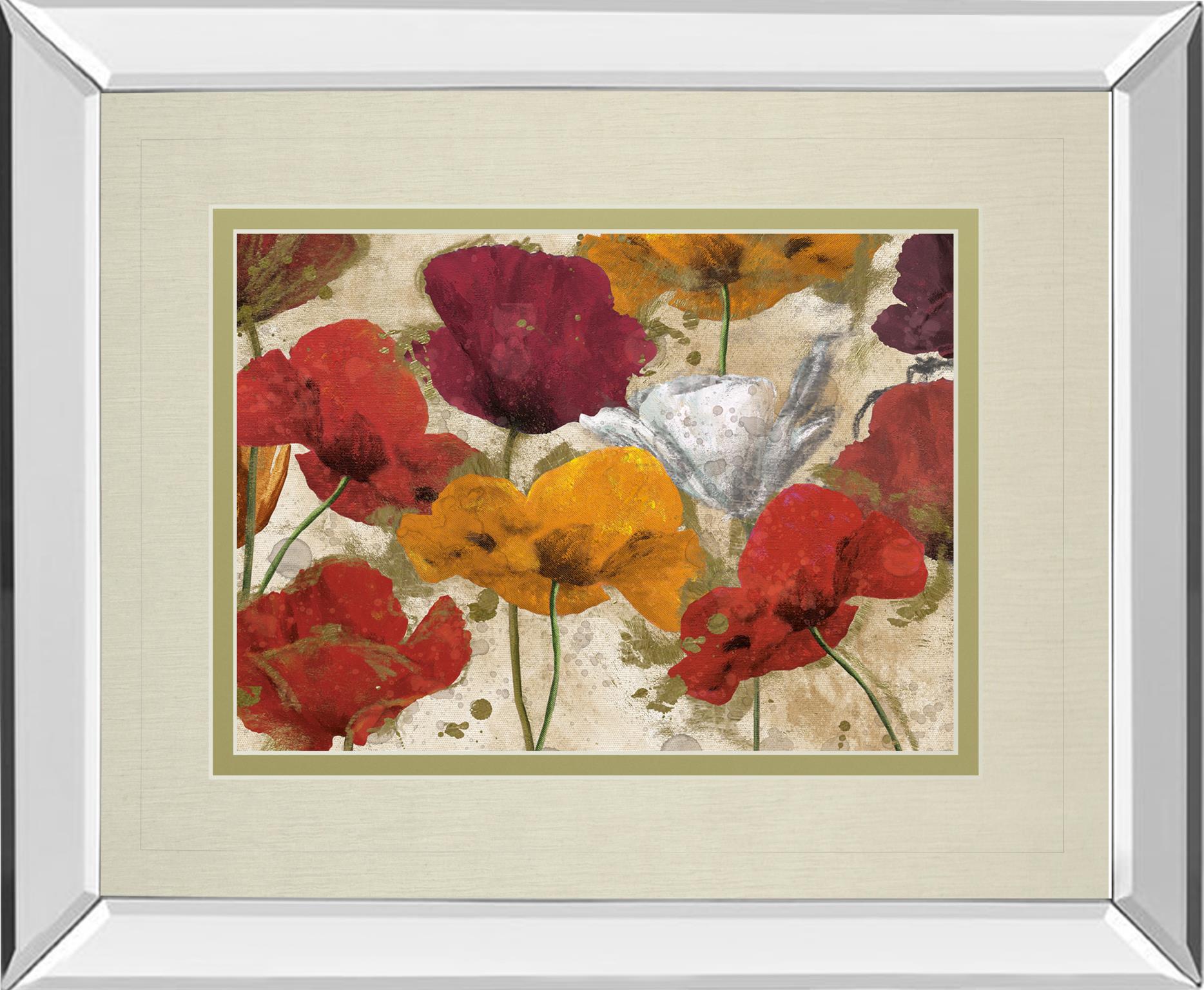 Mirrored Frame Happy Flowers By Katrina Craven 34X40 Mirror Frame Print
