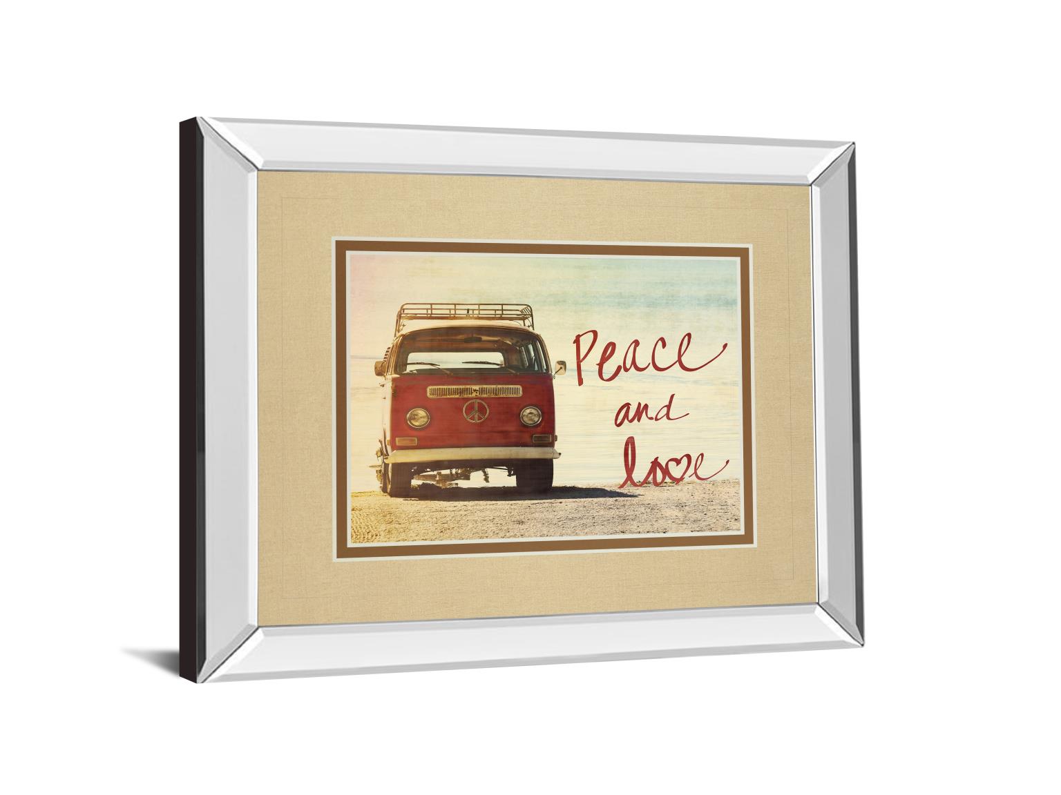 Mirrored Frame Peace And Love By Gail Peck 34X40 Mirror Frame Print