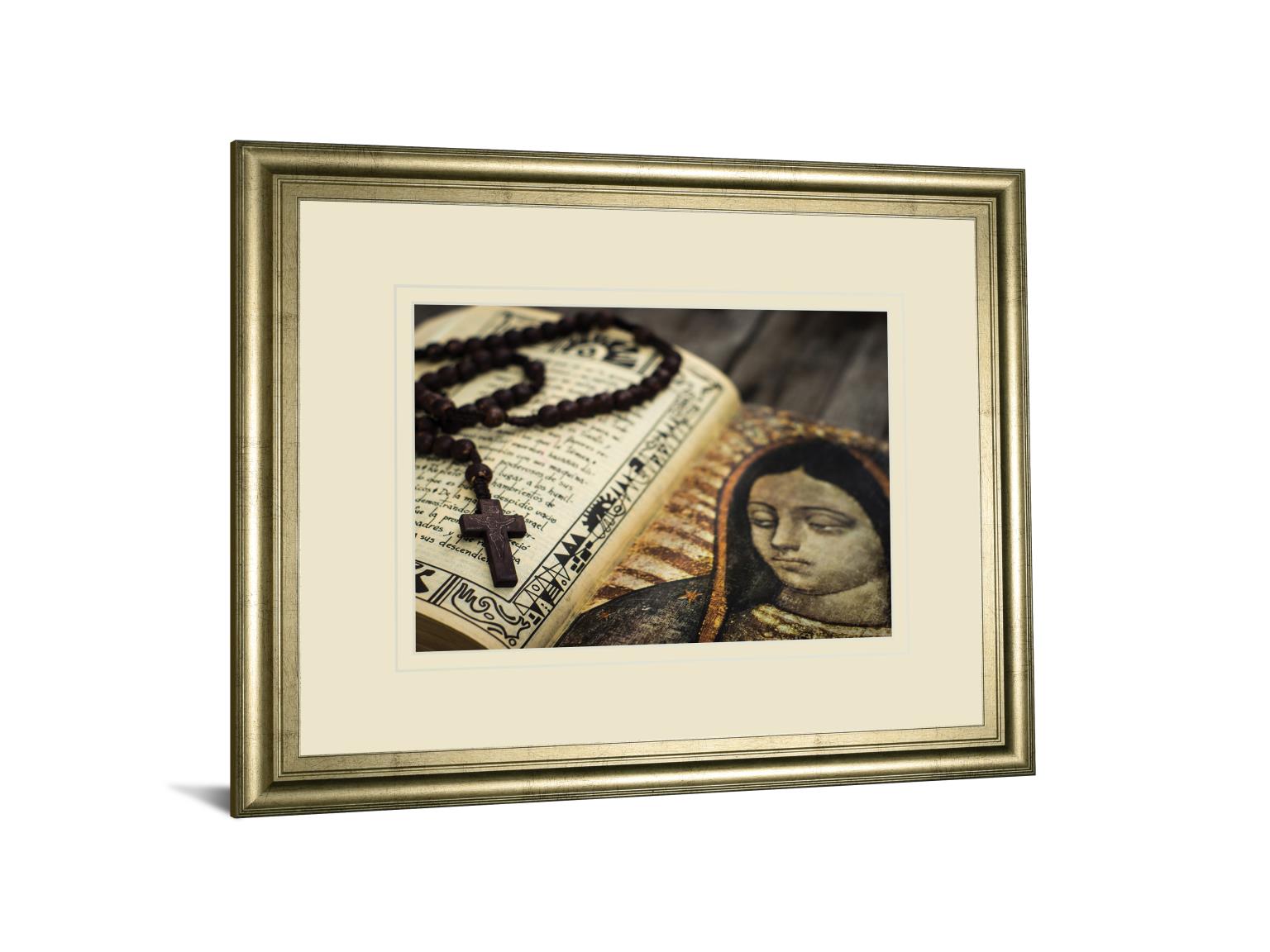 Rosary In Bible By Kbuntu 34X40 Framed Print