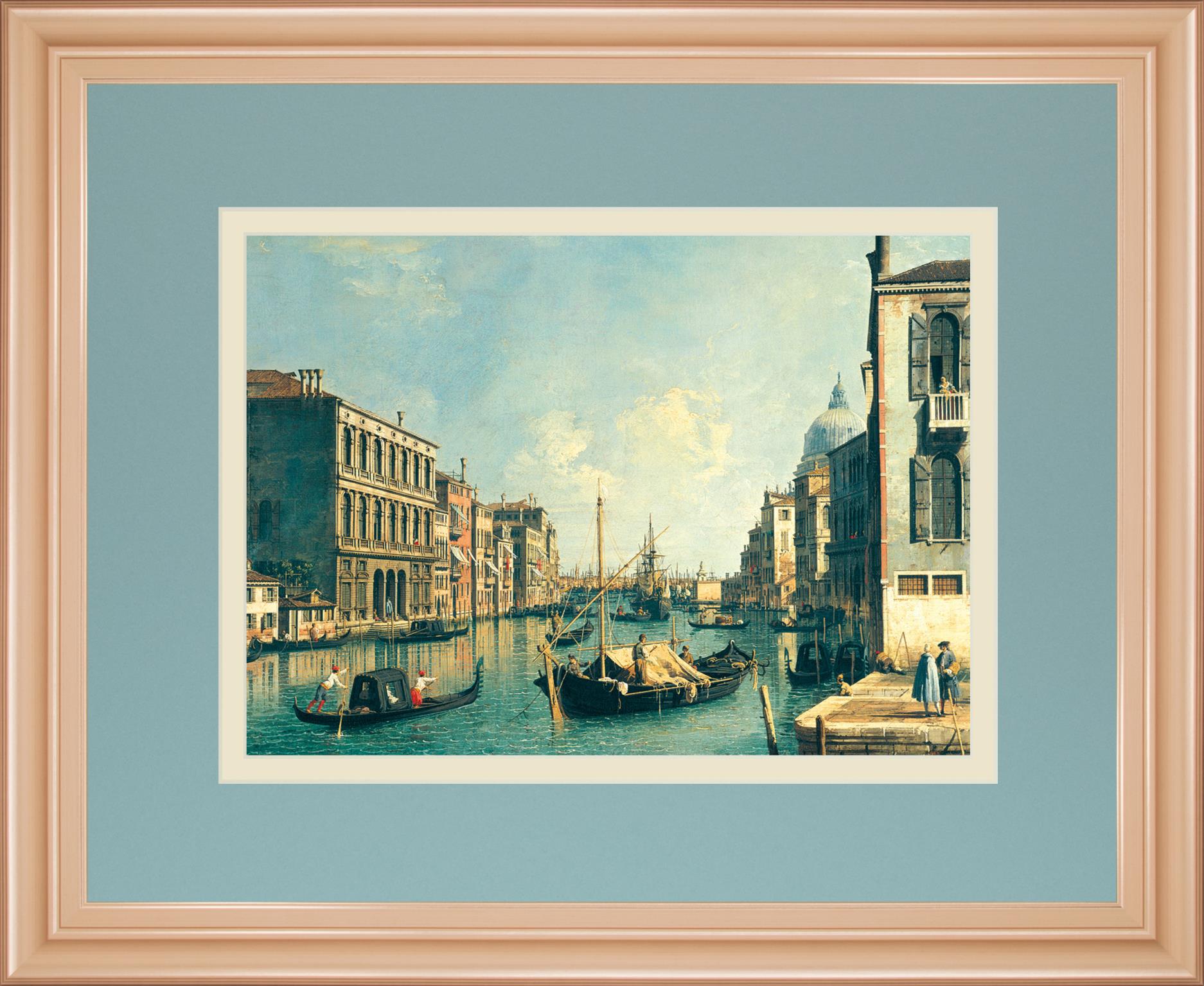 The Grand Canal, Venice The Rialto Bridge By Antonia Canaletto 34X40 Framed Print