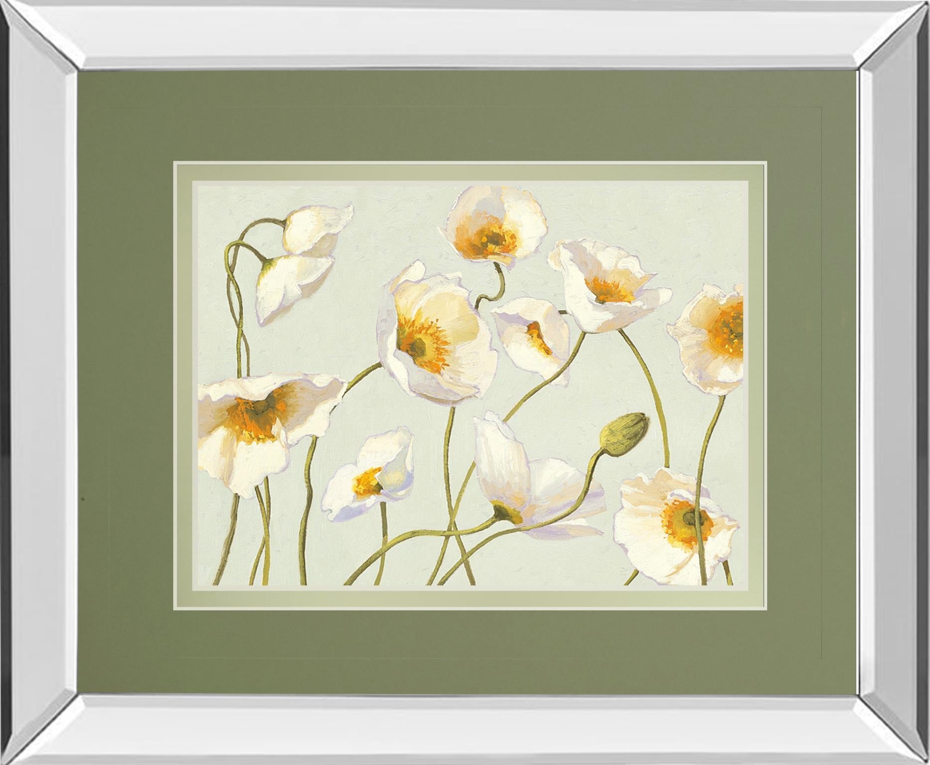 Mirrored Frame White Bright Poppies By Novak 34X40 Mirror Frame Print