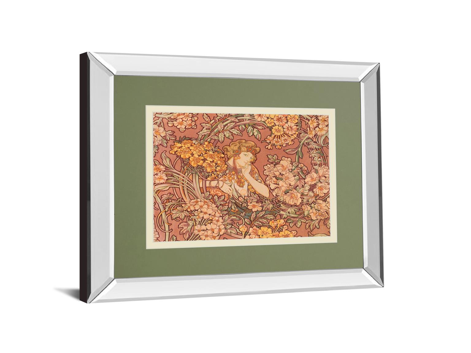 Redhead Among Flowers By Alphonse Mucha 34X40 Mirror Frame Print