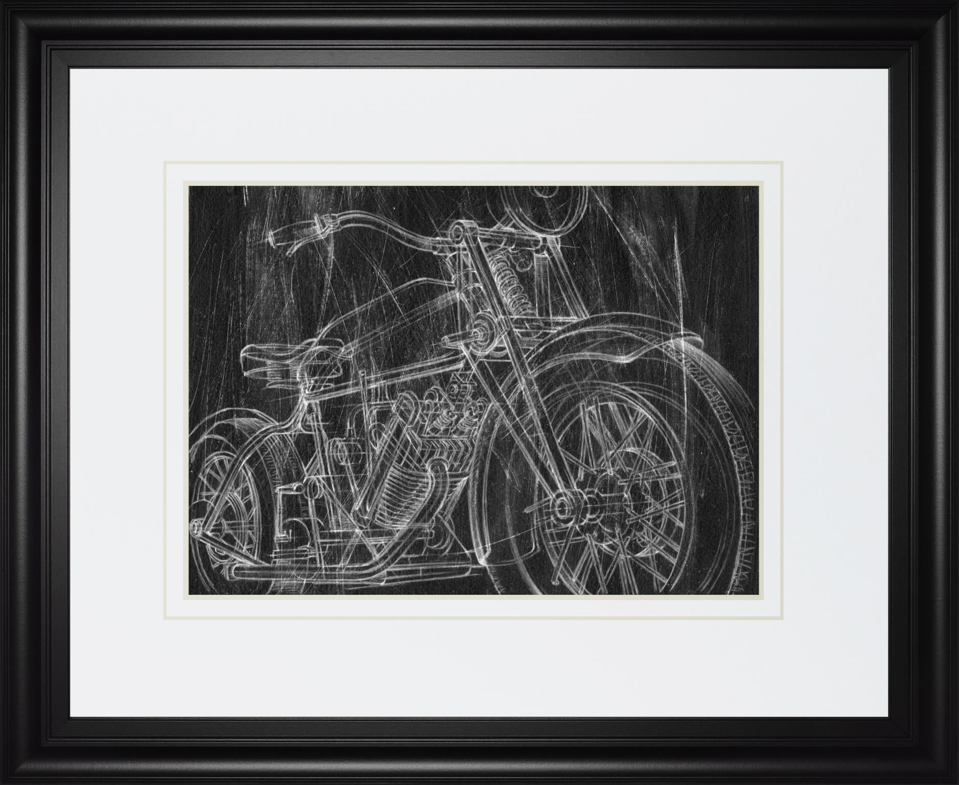 Motorcycle Mechanical Sketch I By Ethan Harper 34X40 Framed Print