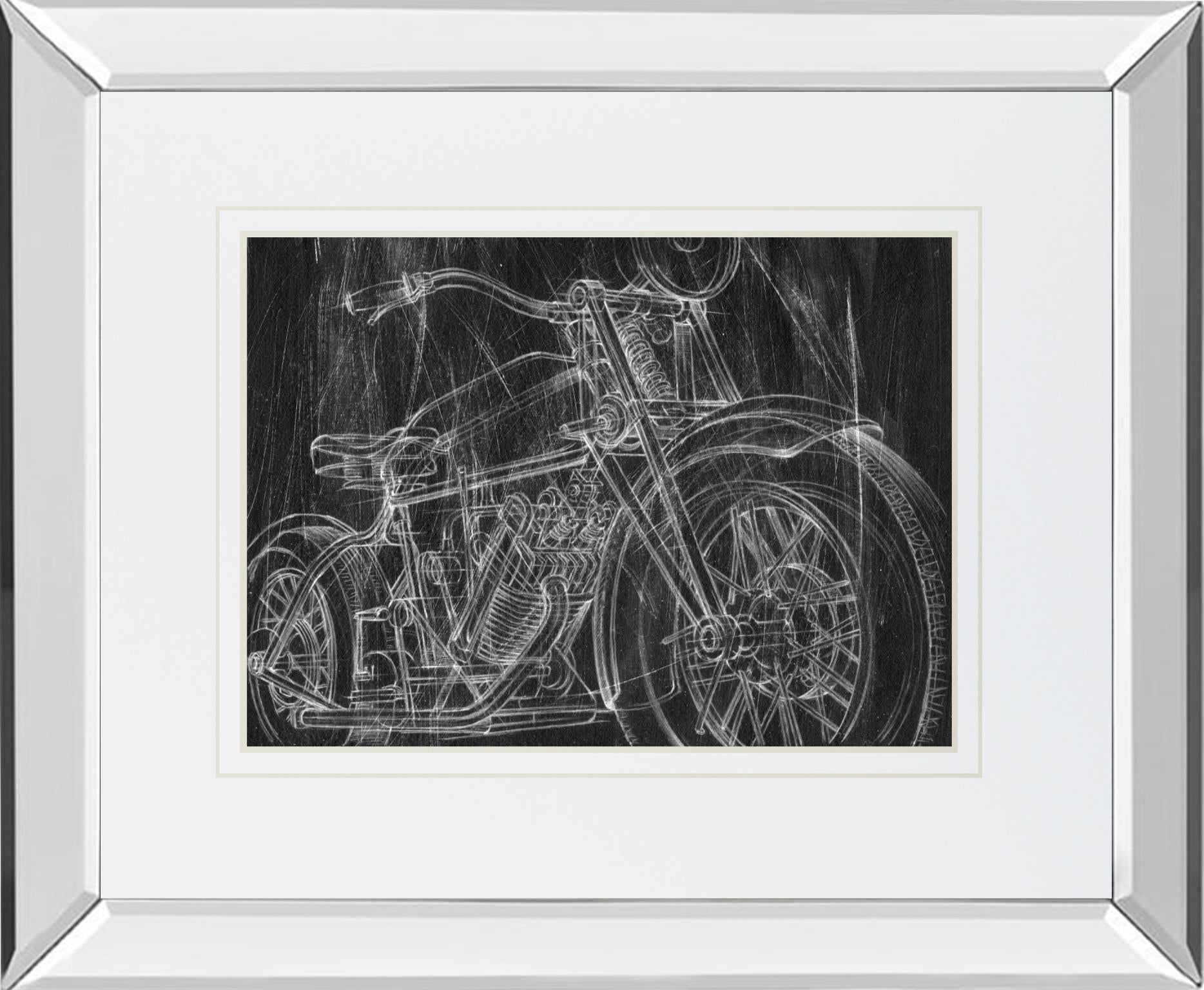 Motorcycle Mechanical Sketch I By Ethan Harper 34X40 Mirror Frame Print