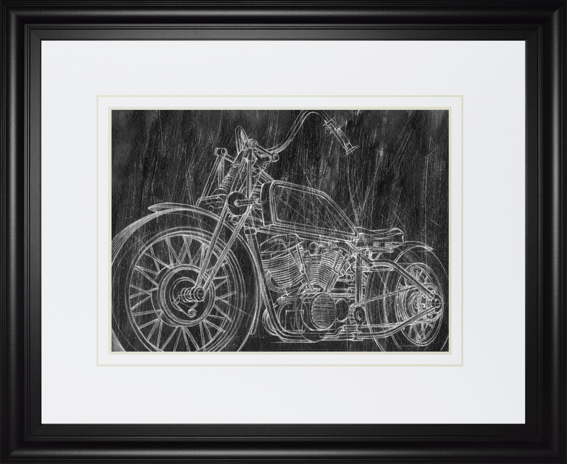 Motorcycle Mechanical Sketch Ii By Ethan Harper 34X40 Framed Print