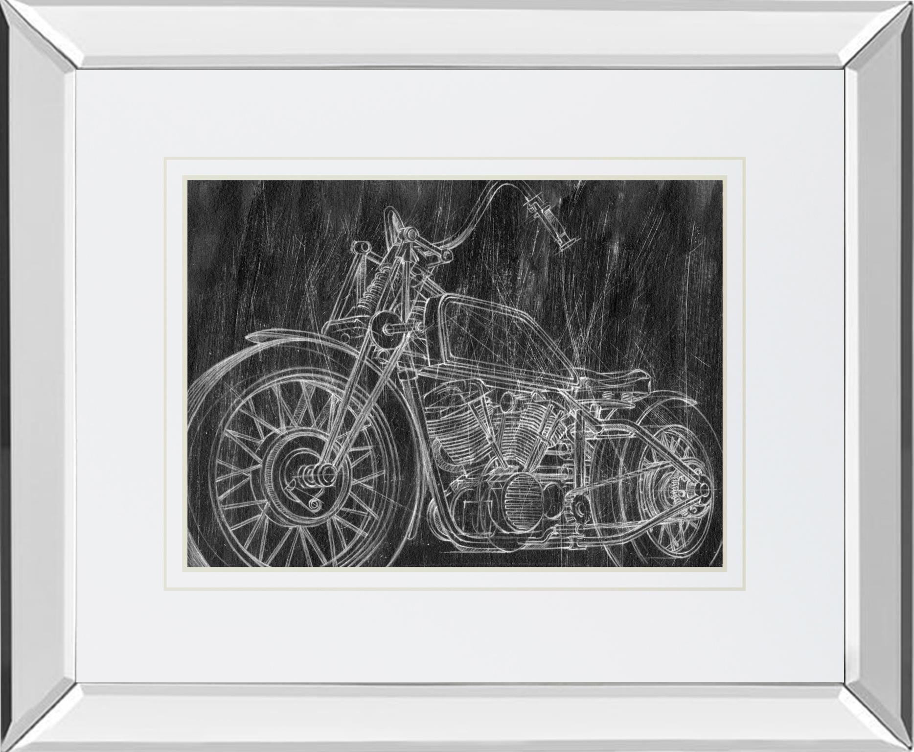 Motorcycle Mechanical Sketch Ii By Ethan Harper 34X40 Mirror Frame Print