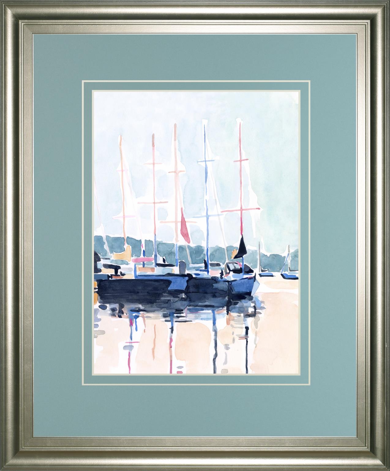 Watercolor Boat Club I By Emma Scarvey 34X40 Framed Print