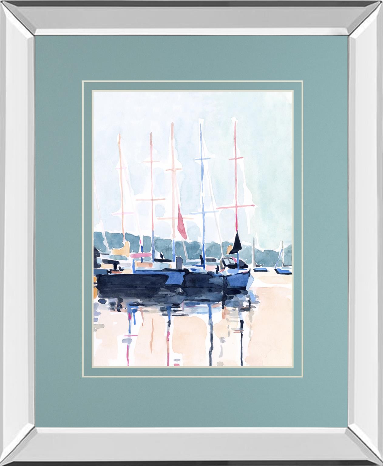 Watercolor Boat Club I By Emma Scarvey 34X40 Mirror Frame Print