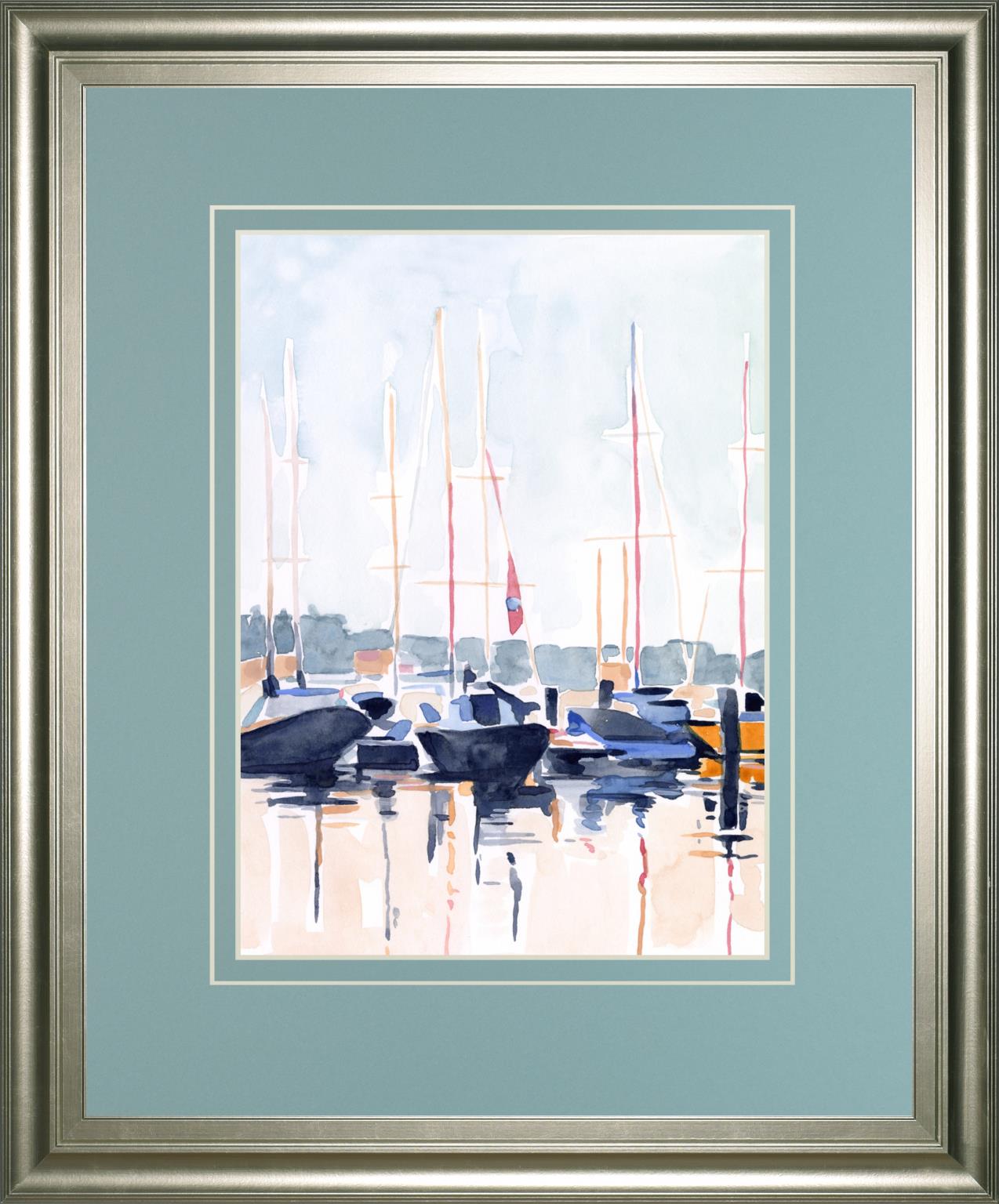 Watercolor Boat Club Ii By Emma Scarvey 34X40 Framed Print