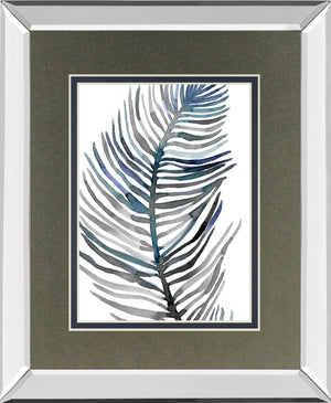 Blue Feathered Palm Iii By Emma Scarvey 34X40 Mirror Frame Print