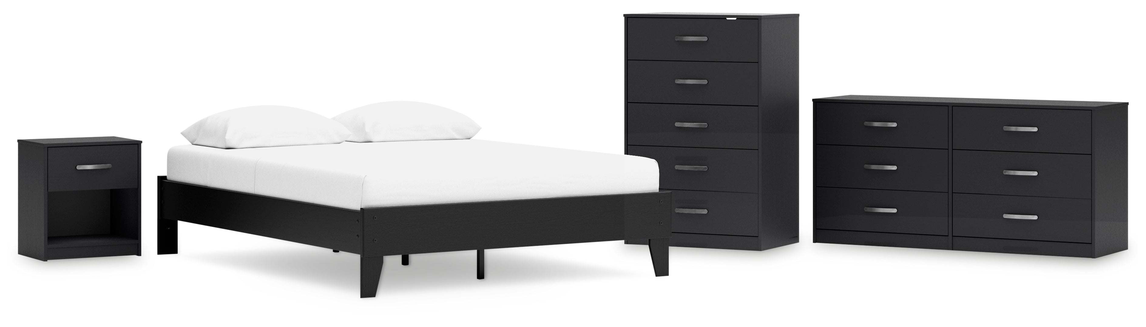 Finch Black Panel Headboard Bedroom Set