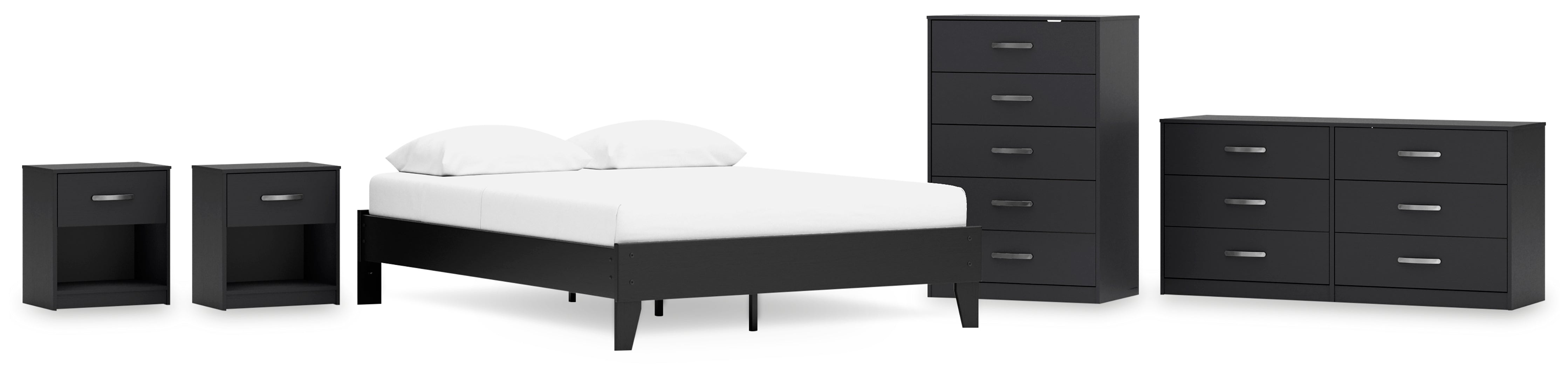 Finch Black Panel Headboard Bedroom Set