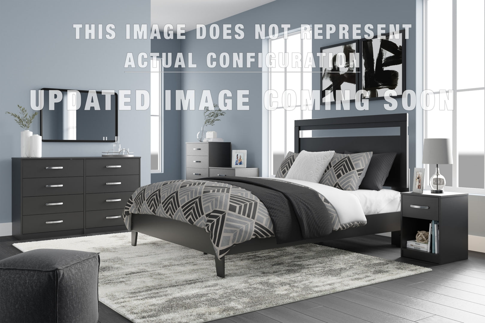 Finch Black Panel Headboard Bedroom Set