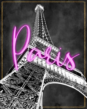 Neon Nights In Paris By Natalie Carpentieri (Framed) Giclee Canvas