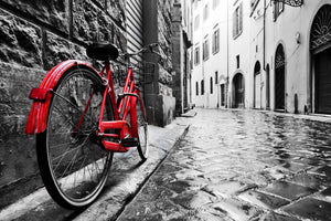 Red Bicycle (Small)(Framed) Giclee Canvas