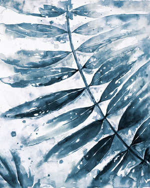 Blue Jungle Leaf Ii By Patricia Pinto (Small)(Framed) Giclee Canvas