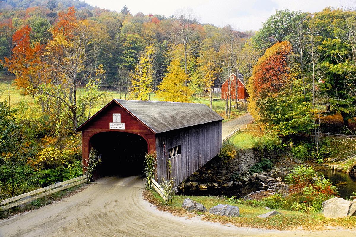 Vermont Covered Bridge By Danita Delimont (Framed)(Small) Giclee Canvas