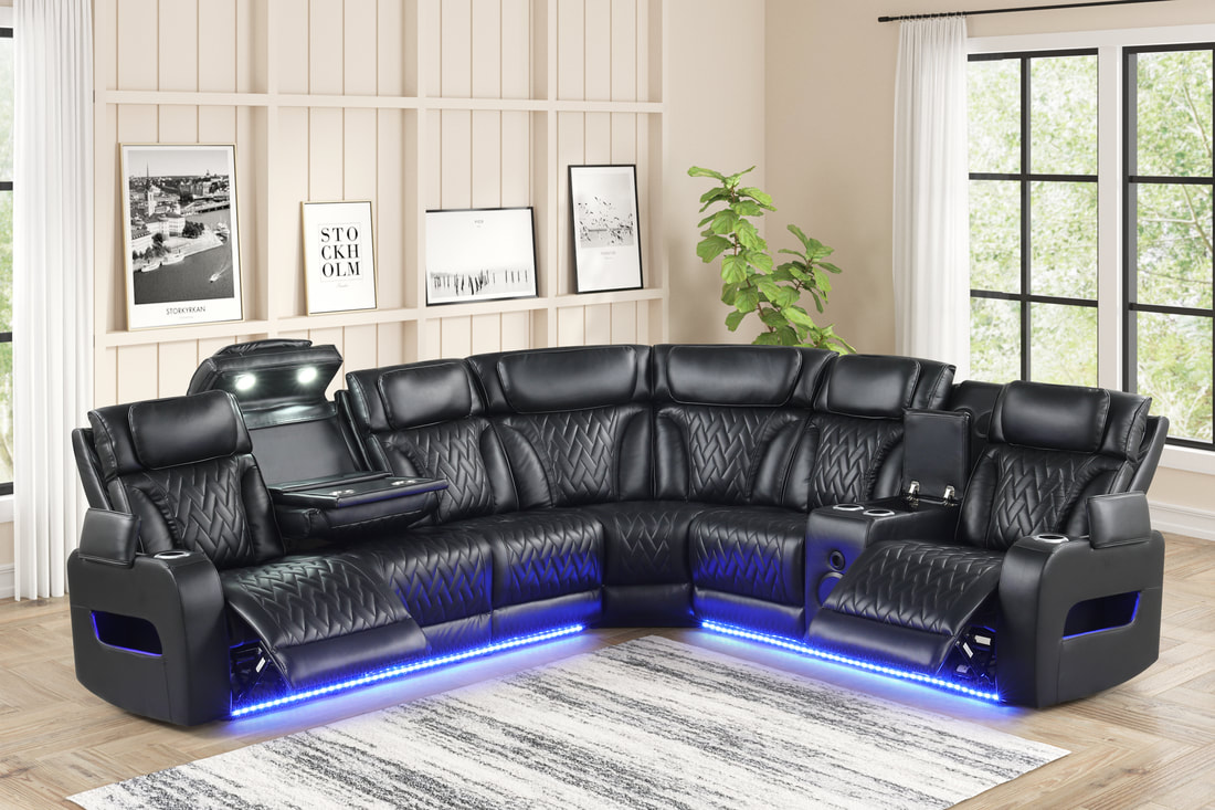 Barcelona Black Power Reclining Sectiona